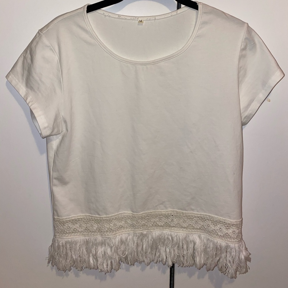 White tassel boho shirt